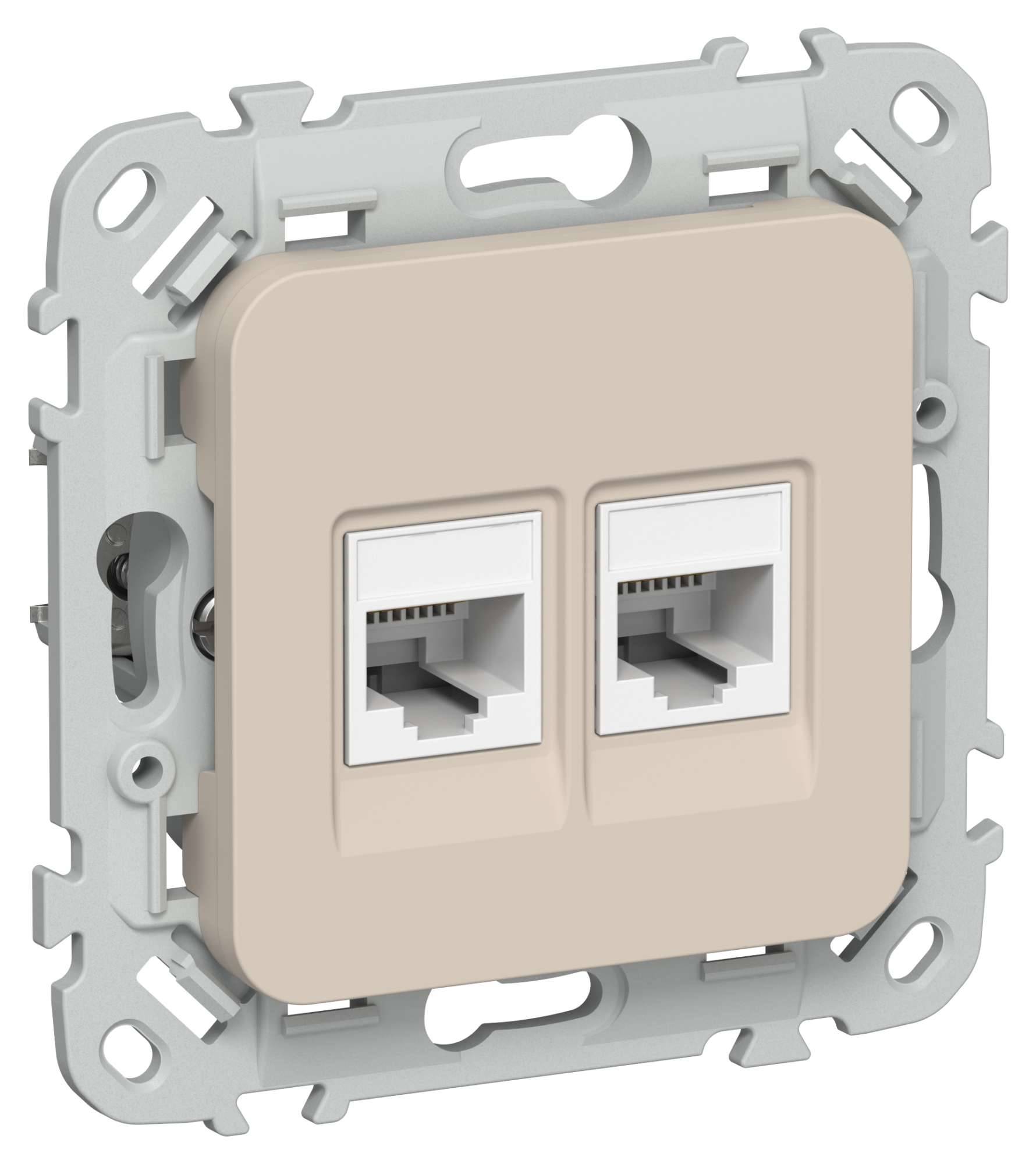 Розетка компьютерная RJ45 2-местная IEK Flite FI-K22-2-K88 льняной