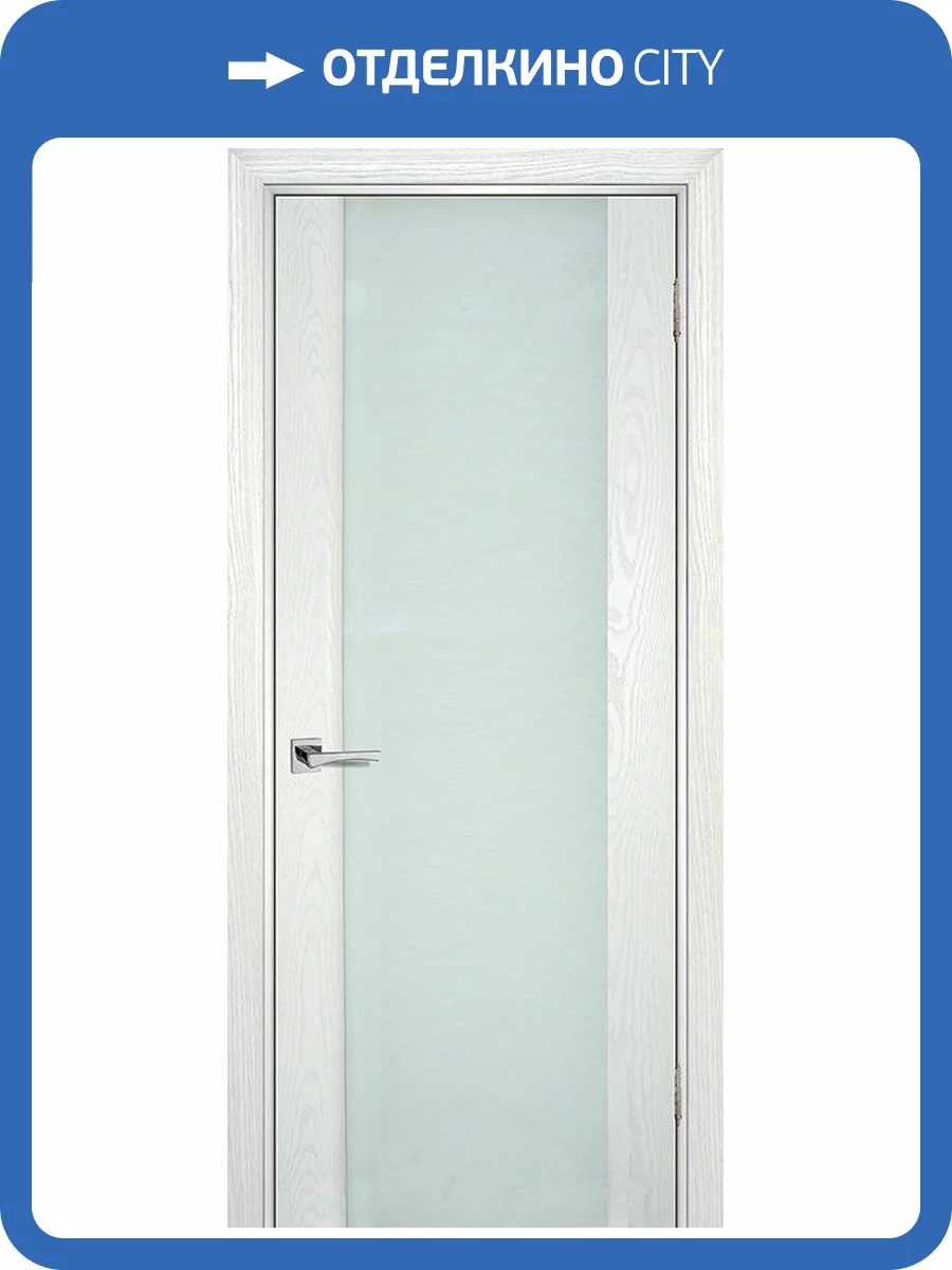 Межкомнатная дверь шпон Текона Страто 02, остекленная, ясень айсберг 600x1900 фото 2