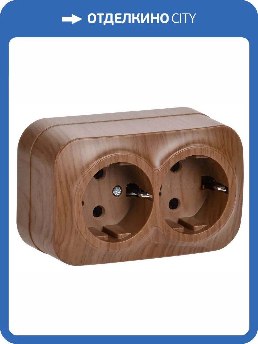 Розетка 2-местная с заземлением IEK Glory ERH21-K24-16 дуб фото 3