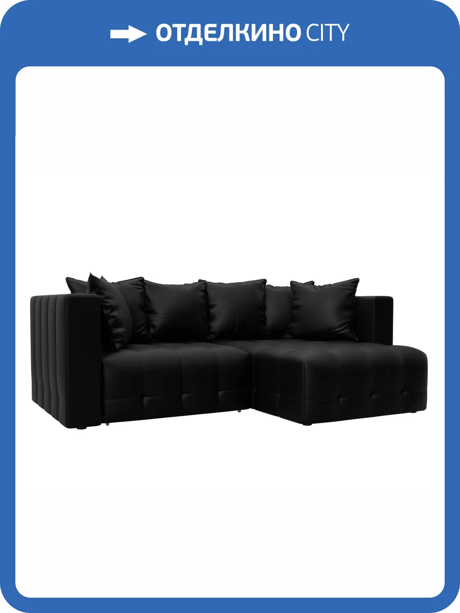 Диван угловой Лига Диванов Лига-052 НПБ 129912 GRIFON 18 черный, угол универсальный фото 9
