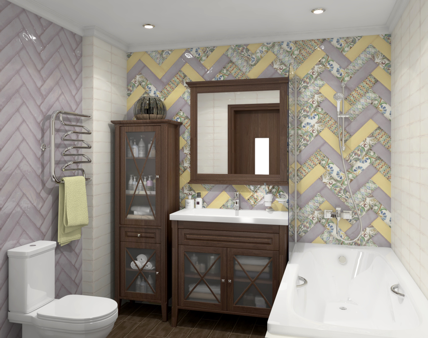 Kerama Marazzi Монпарнас сиреневый;желтый