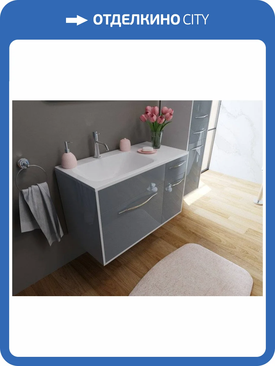 Тумба с раковиной Эстет Barcelona ФР-00003593 подвесной, левосторонний, 2 ящика 1 дверь, 60.7x89.8 фото 7