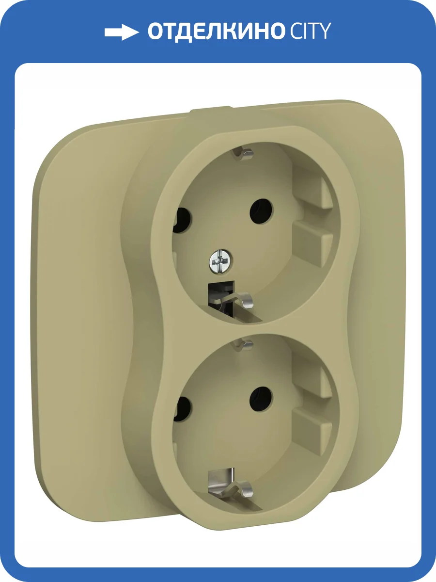 Розетка 2-местная с заземлением IEK Flite FI-R21A-16-K26 оливковый фото 2