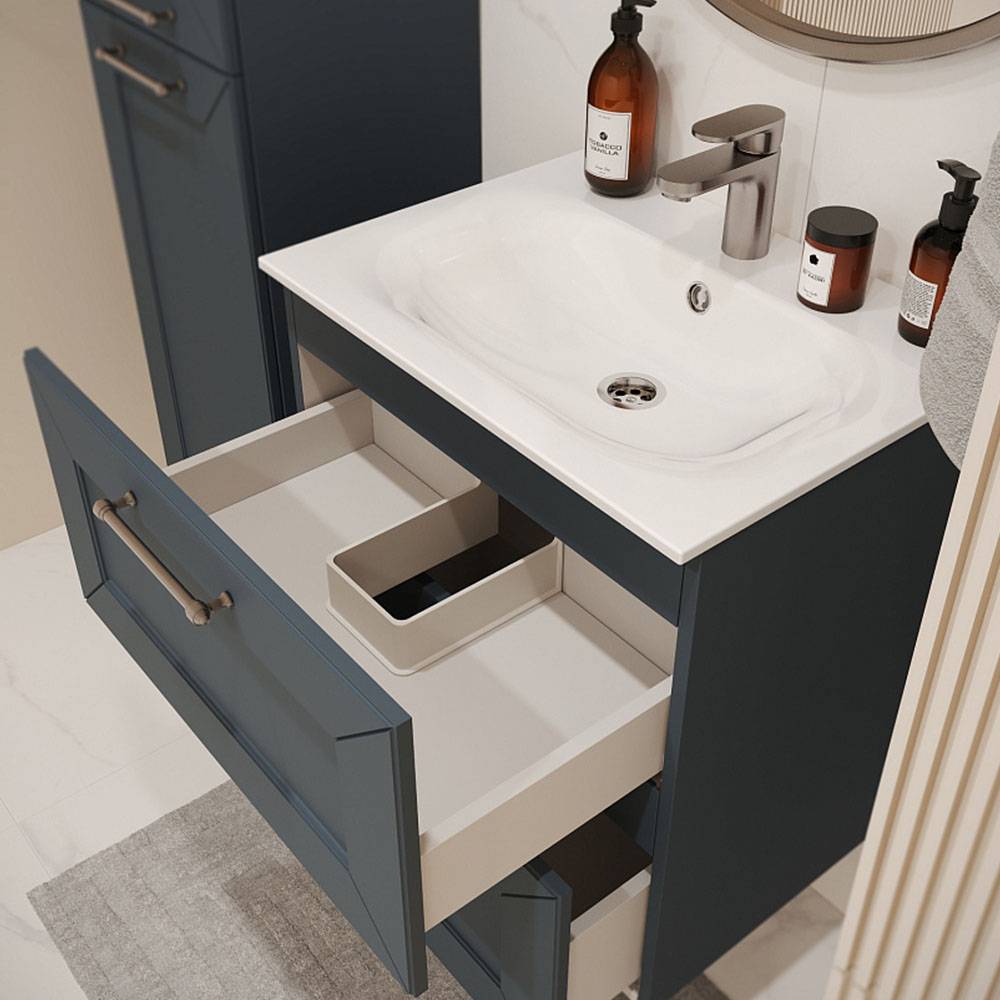 Тумба с раковиной Terminus Victoria VIC10602703101O серый шёлк, 60x62 фото 2