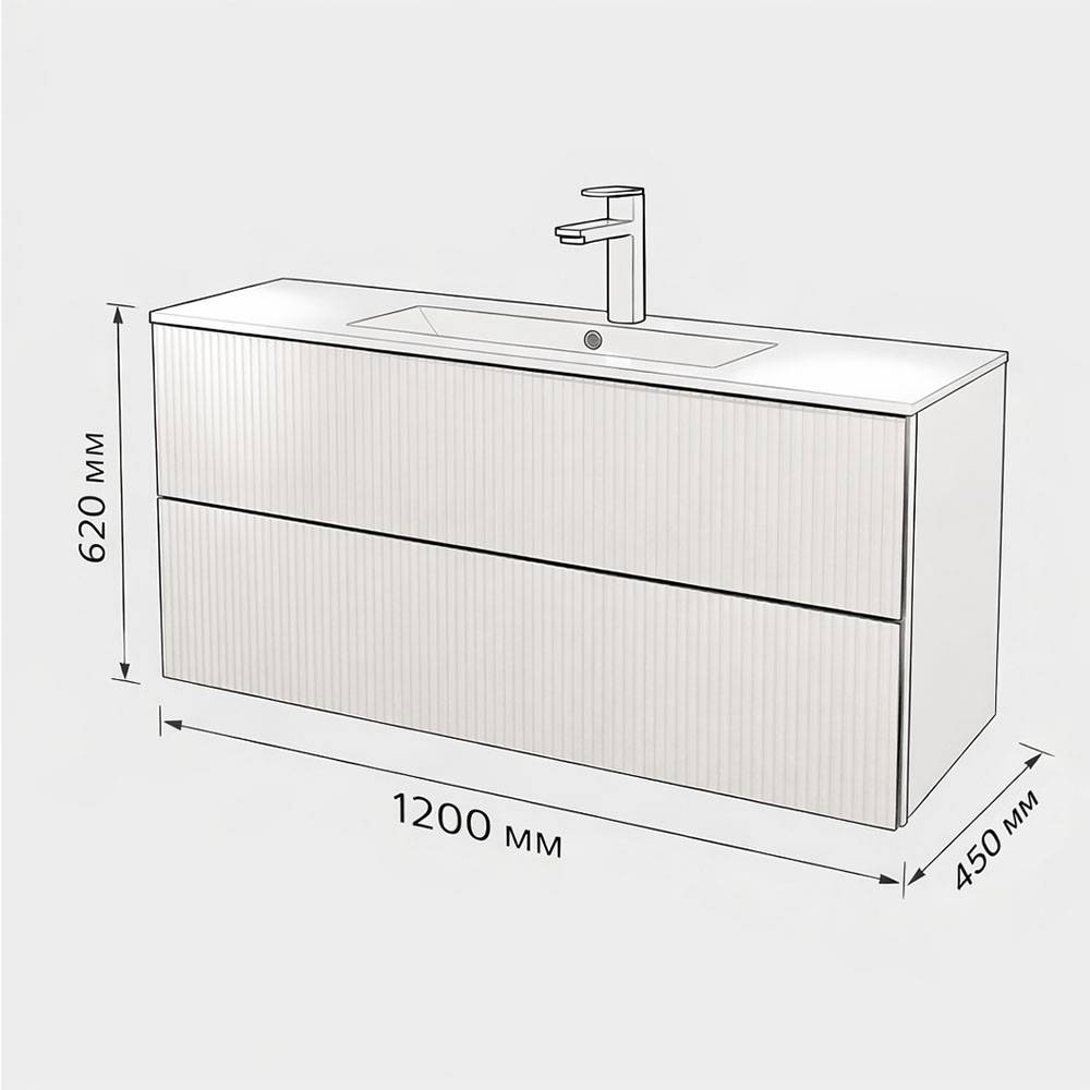 Тумба с раковиной Terminus Euromix EUR101202900101OSL айвори, 120x62 фото 3