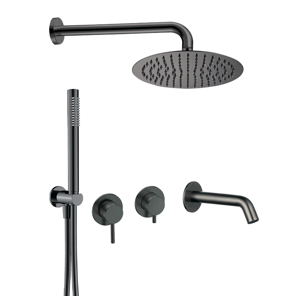 Душевой комплект AQUAme AQM8408GM темный металл