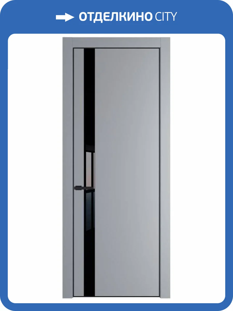 Межкомнатная дверь Profil Doors 18 PE полотно Смоки, кромка алюминиевая с четырех сторон черная, стеклянная вставка черный лак 800x2000 фото 2