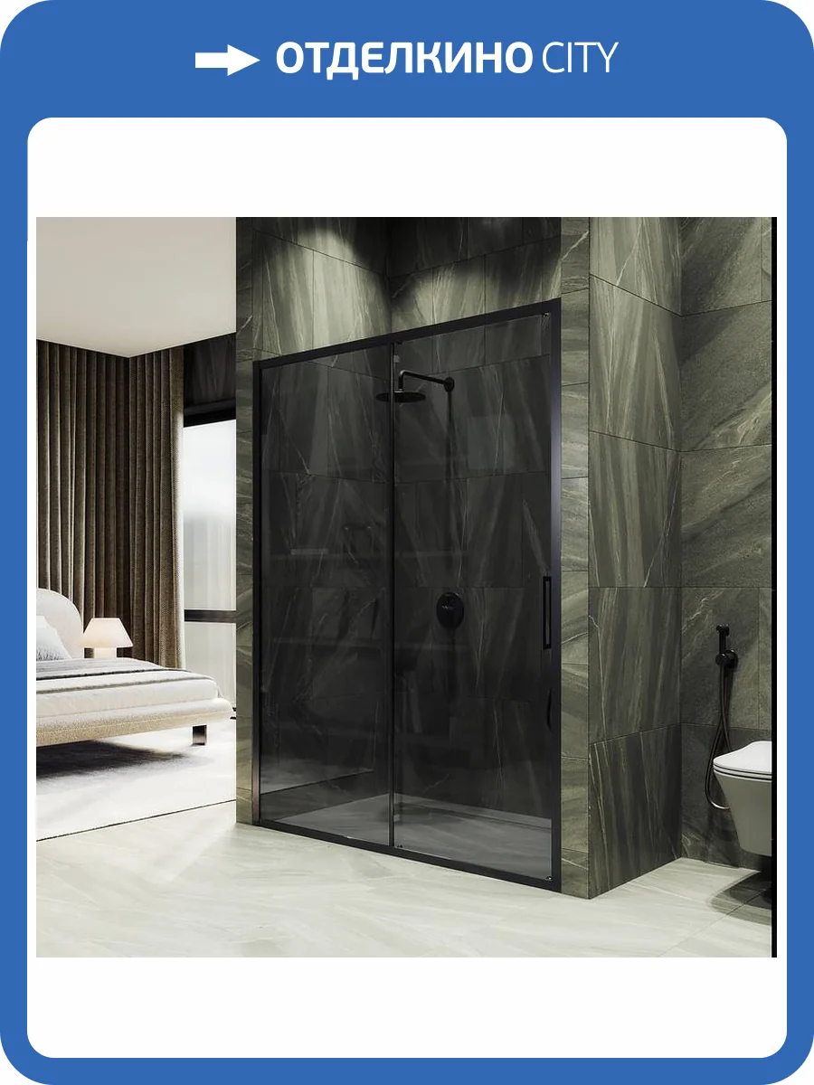Душевая дверь в нишу MaybahGlass MGD-1286-6 профиль черный, стекло графит, 180x195 фото 8