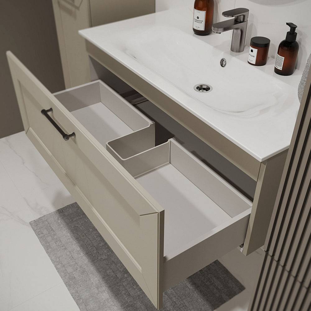 Тумба с раковиной Terminus Victoria VIC101001900101O айвори, 100x38 фото 2