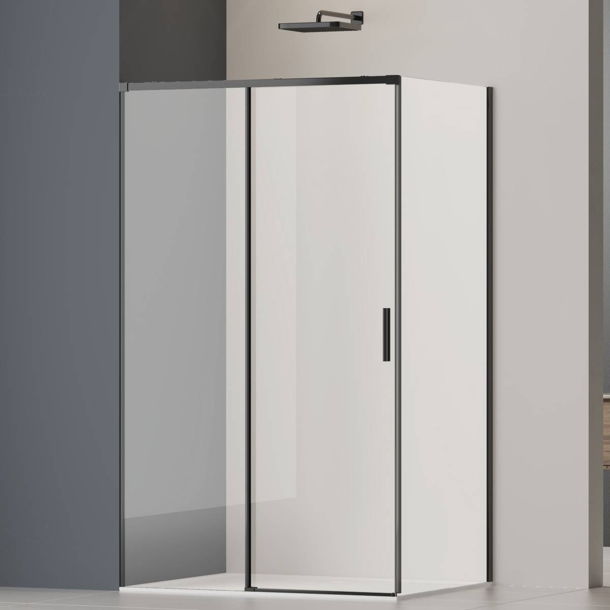 Душевой уголок Vincea Soft 2 VSR-3SO29013CLB профиль черный, стекло прозрачное, 130x90x200