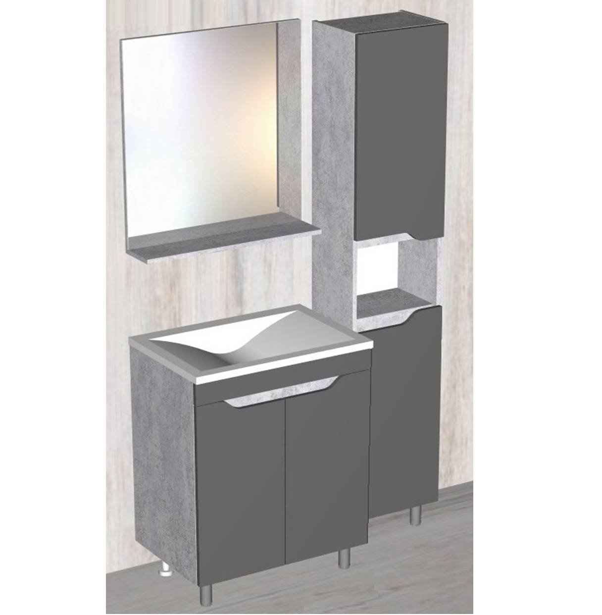 Тумба под раковину Stella Polar Абигель 80 SP-00001080 серый, цемент фото 3