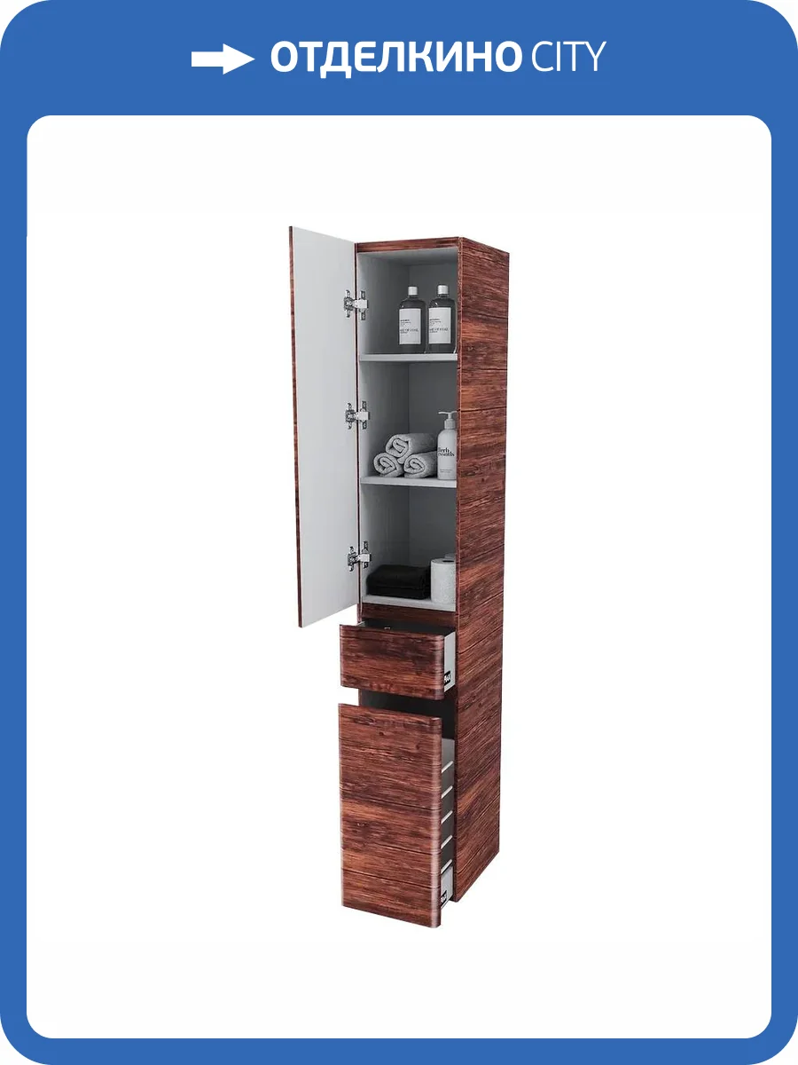 Шкаф-пенал Style Line Атлантика 35 L СС-00002222 Люкс Plus, с корзиной, старое дерево фото 4