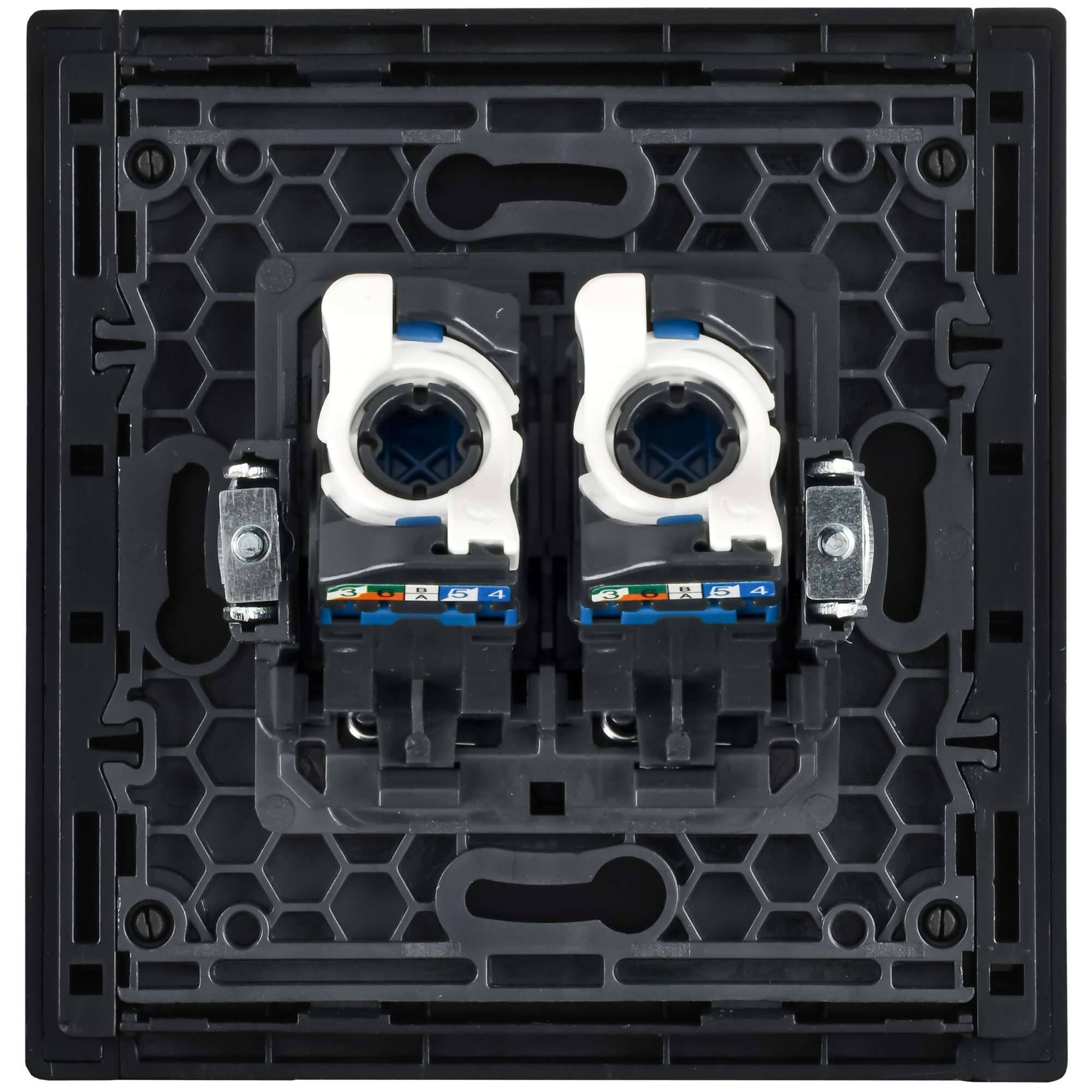 Розетка компьютерная RJ45 2-местная IEK Forte&Piano FP-K20-2-M-K41 серый сланец фото 2