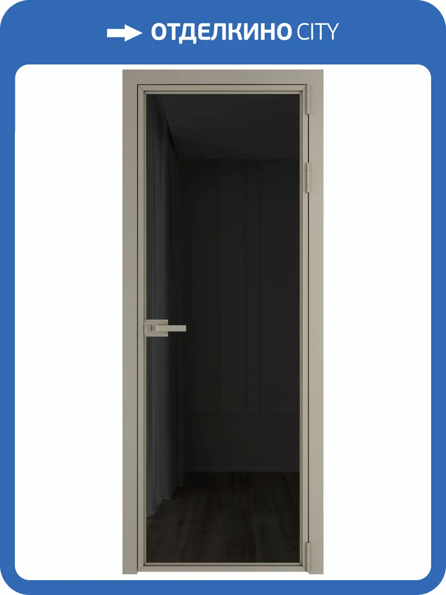 Межкомнатная дверь Profil Doors 1 AX цвет профиля Никель матовый, стекло безопасное 6 мм черное тонированное 800x2000 фото 2