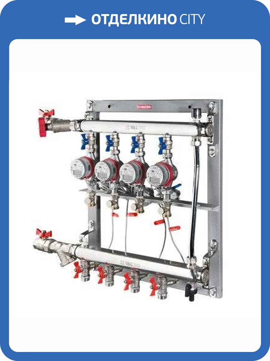 Этажный узел учета VALTEC с перепускным клапаном, ввод справа, 1 , 4 выхода фото 7