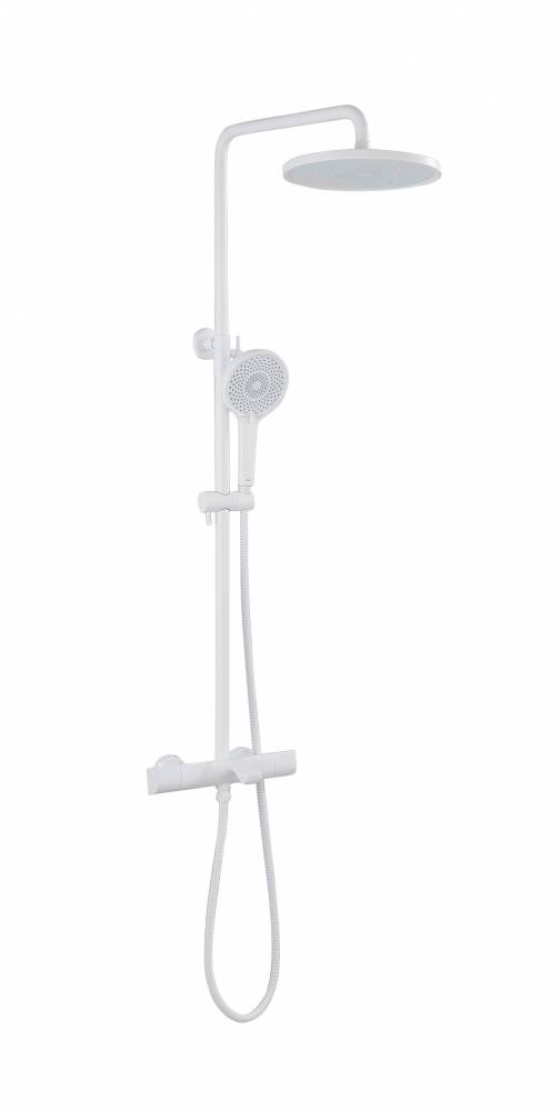 Душевая стойка Abber Thermostat AF8516FWL с изливом и термостатом, белая матовая