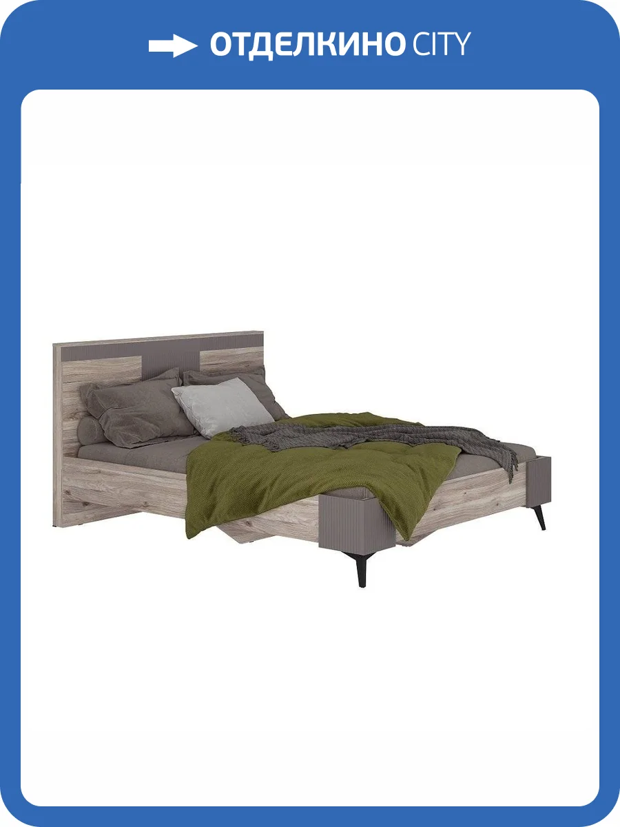Кровать БТС МЕБЕЛЬ Кассандра КР-19 Н02211144 дуб смоки, с настилом 160x200 фото 3