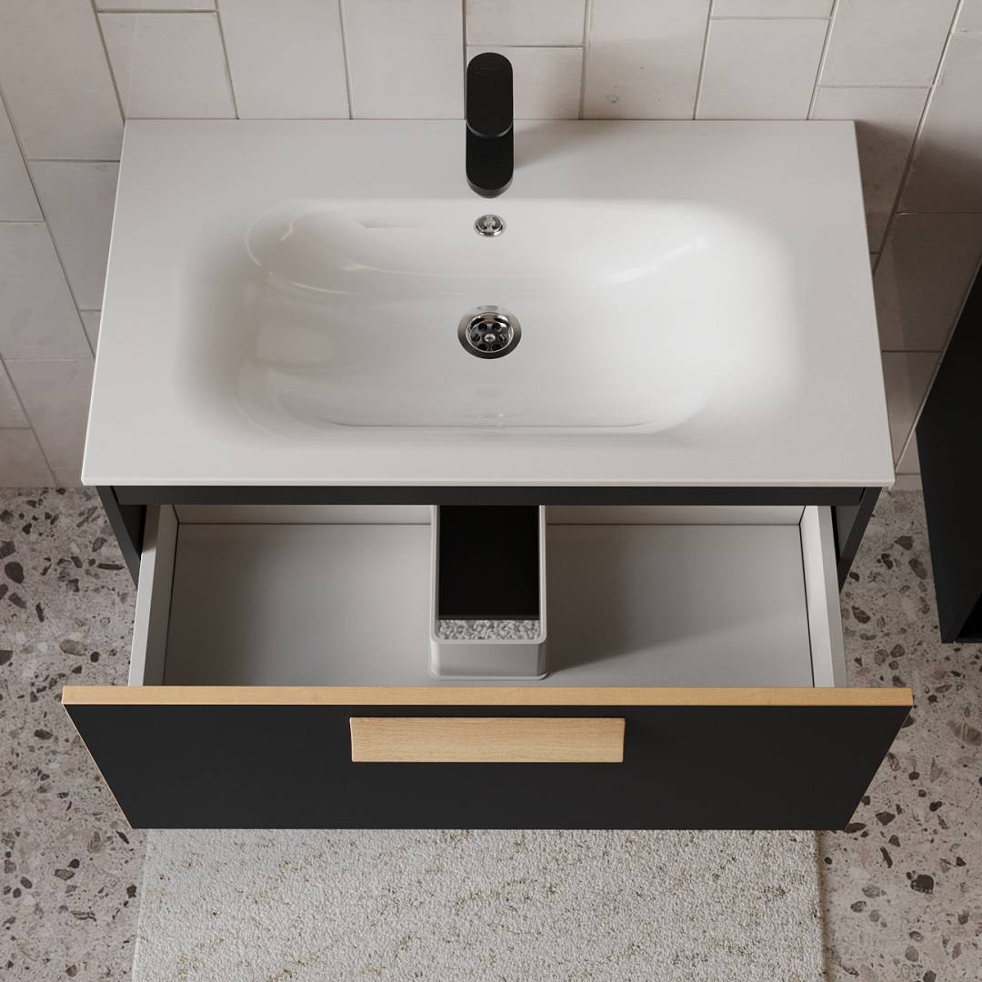 Тумба с раковиной Terminus Noto NOT10801099901O черный soft touch, 80x38 фото 2