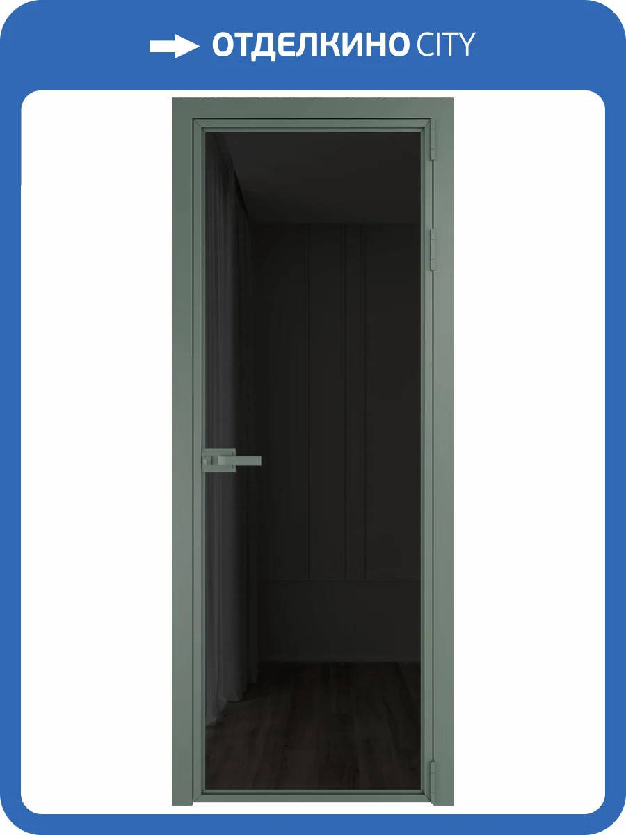 Межкомнатная дверь Profil Doors 1 AX цвет профиля Зеленый воск, стекло безопасное 6 мм черное тонированное 800x2000 фото 2