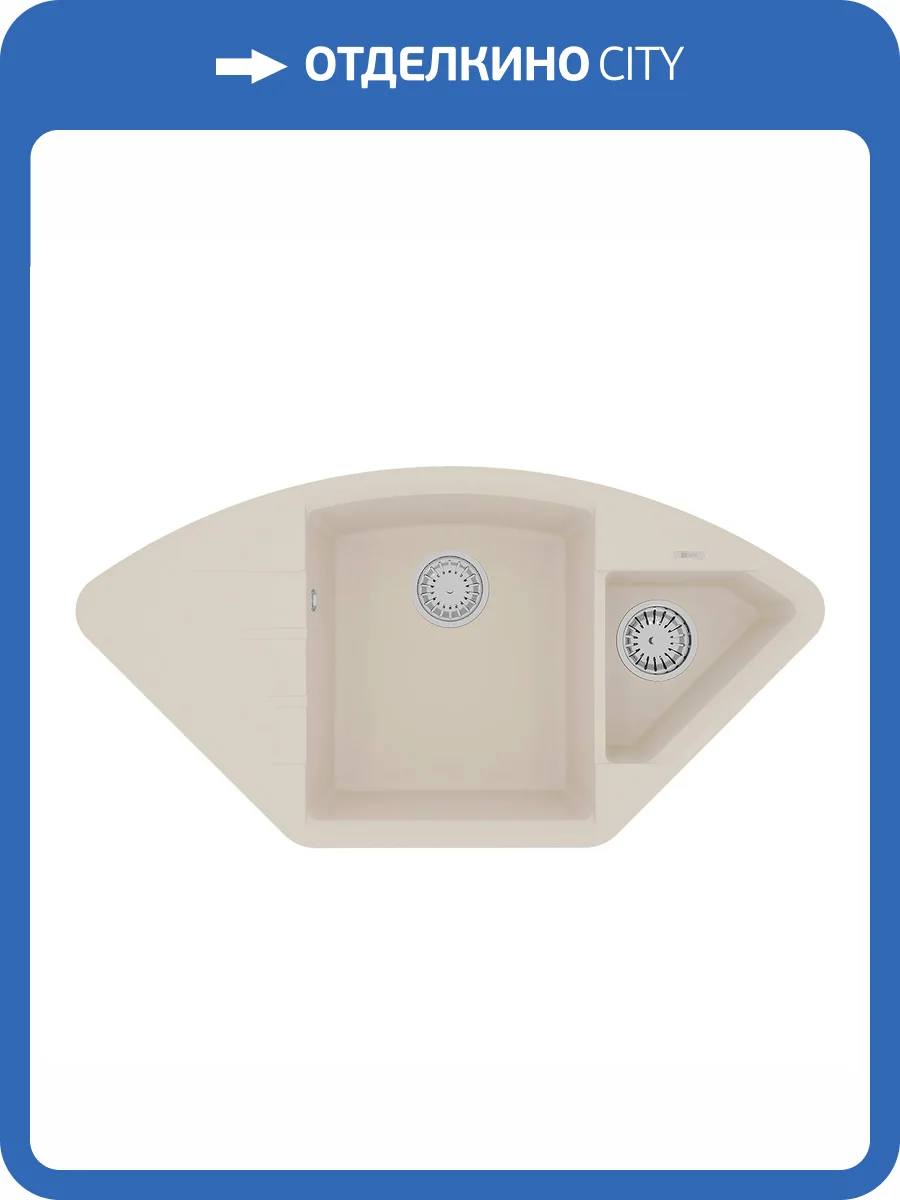 Кухонная мойка Lemark IRKANA 980 9910048 врезная угловая с доп. чашей и крылом из кварцгранита шампань фото 5