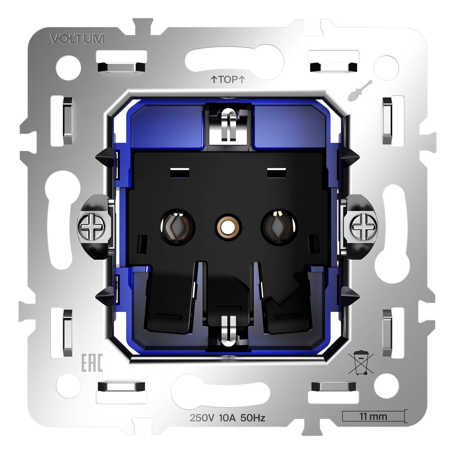 Механизм розетки 1-местной с заземлением Voltum S70 VLS0401M фото 2