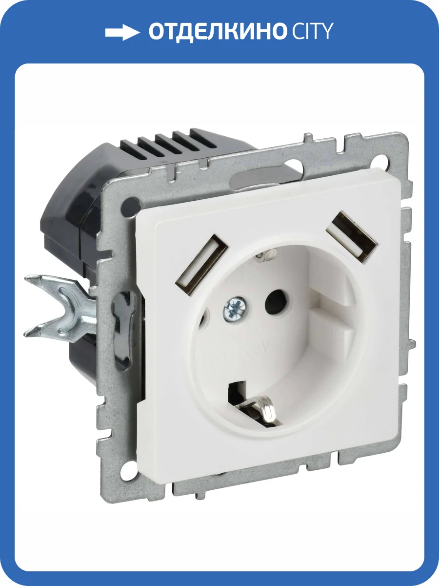 Розетка 1-местная с заземлением, шторками и USB Type A+A IEK Brite BR-R14-16-U21-D31-K91 арктический белый фото 7