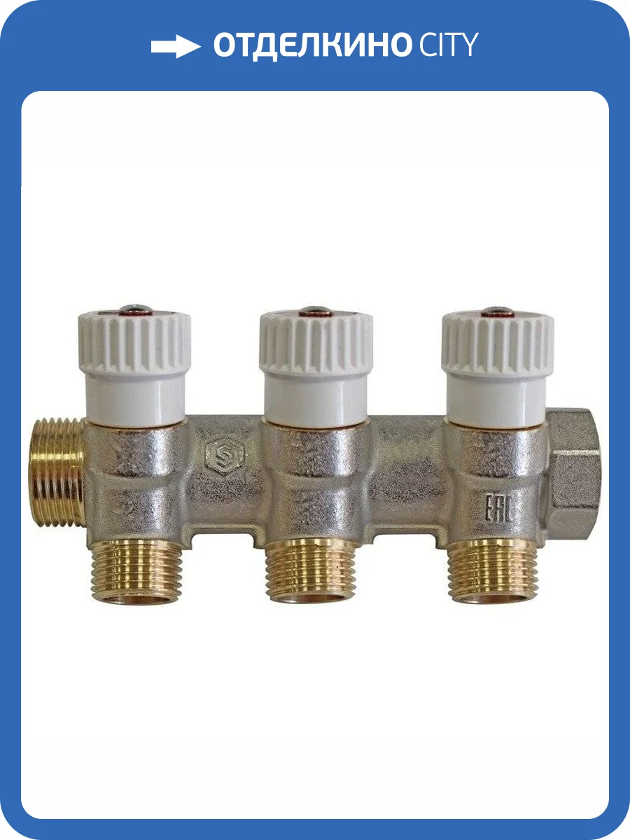 Коллектор распределительный Stout никелированный 1x1/2, 3 выхода, плоское упл. (SMB 6852 011203) фото 2