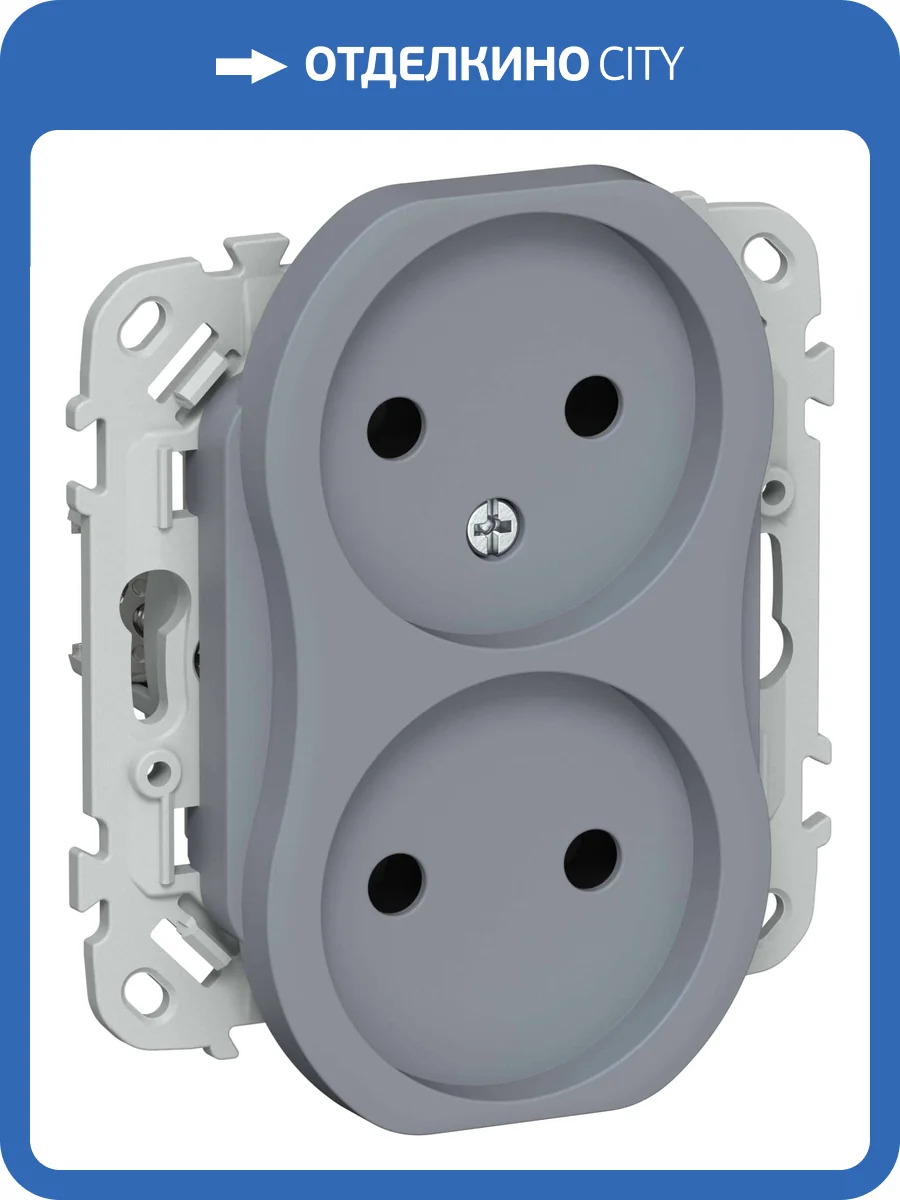 Розетка 2-местная IEK Flite FI-R20-10-1-K35 маренго фото 2