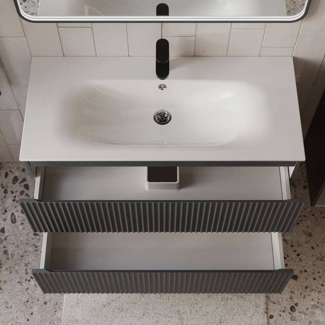 Тумба с раковиной Terminus Sicilia SIC101002701601O графит , 100x62 фото 2