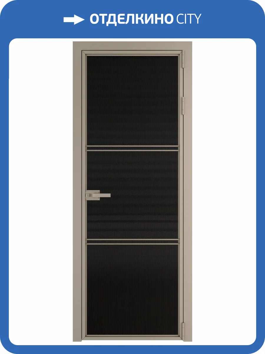 Межкомнатная дверь Profil Doors 3 AX цвет профиля Никель матовый, стекло безопасное 6 мм мору черный 700x2000 фото 2