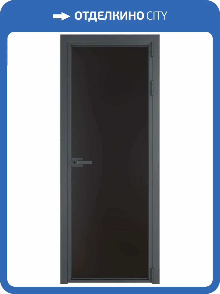 Межкомнатная дверь Profil Doors 1 AX цвет профиля Серая ночь, стекло безопасное 6 мм монохром черный 700x2000 фото 2
