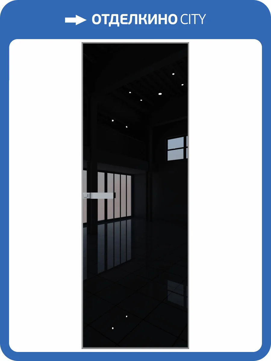 Межкомнатная дверь Profil Doors 1 AGN цвет профиля Серебро, стекло безопасное 4 мм lacobel черный лак 800x2000 фото 2