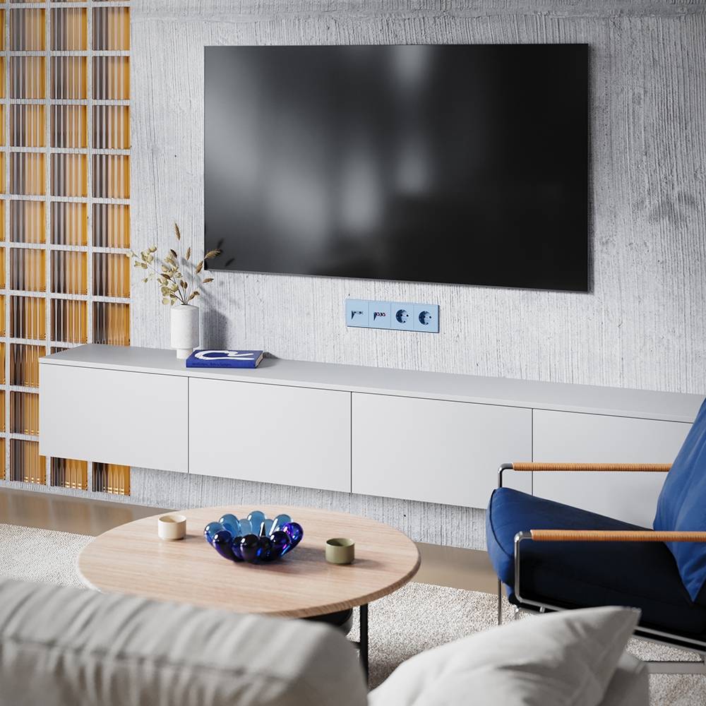 Лицевая панель для ТВ-розетки+Ethernet RJ45 Voltum S70 VLS002715 деним фото 6