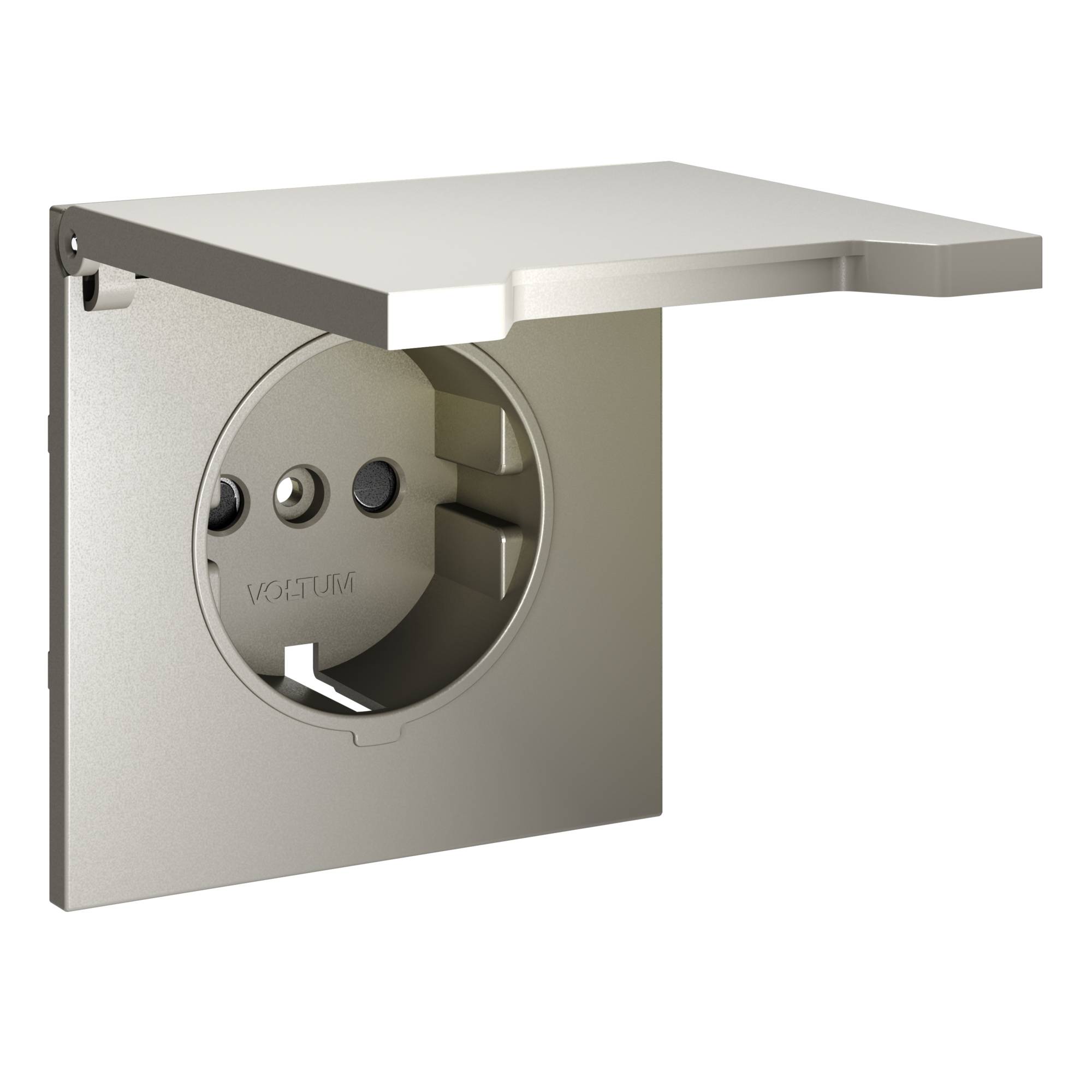 Лицевая панель для розетки с заземлением, шторками и крышкой Voltum S70 VLS000804 шелк