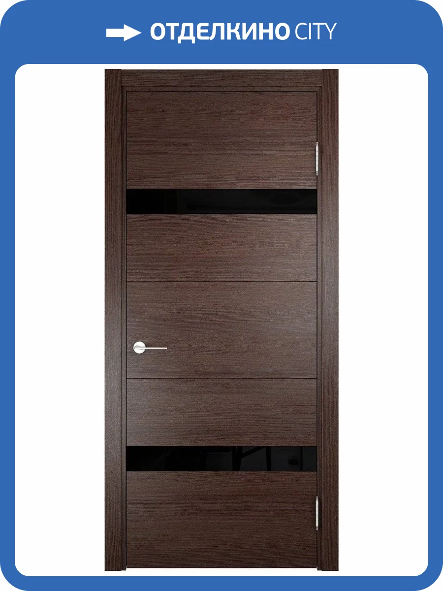 Межкомнатная дверь Verda Турин 05, остеклённая, дуб графит вералинга со ст. черное 600x1900 фото 2