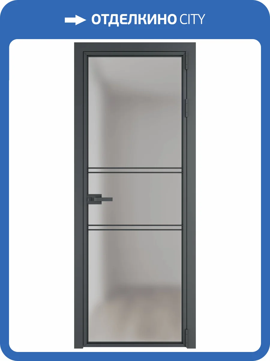 Межкомнатная дверь Profil Doors 2 AX цвет профиля Серая ночь, стекло безопасное 6 мм матовое 800x2000 фото 2