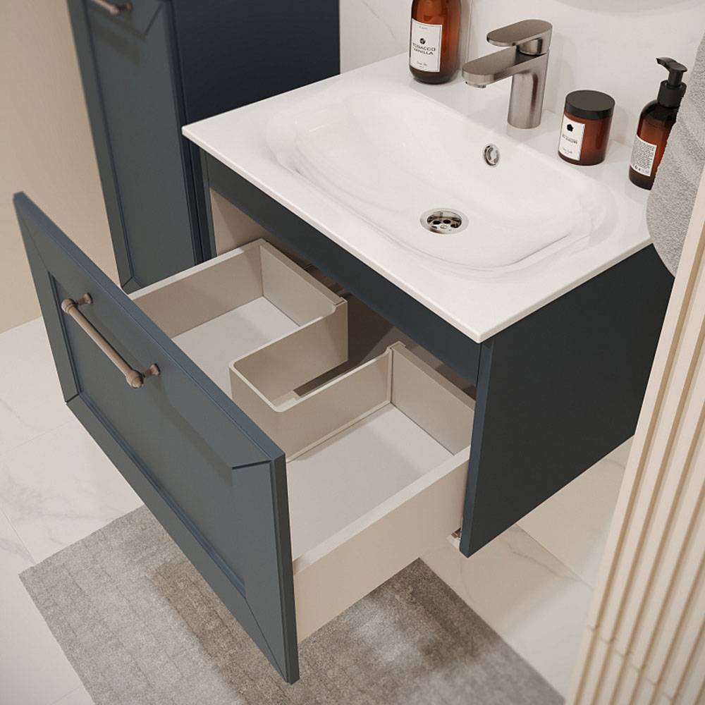 Тумба с раковиной Terminus Victoria VIC10601703101O серый шёлк, 60x38 фото 2