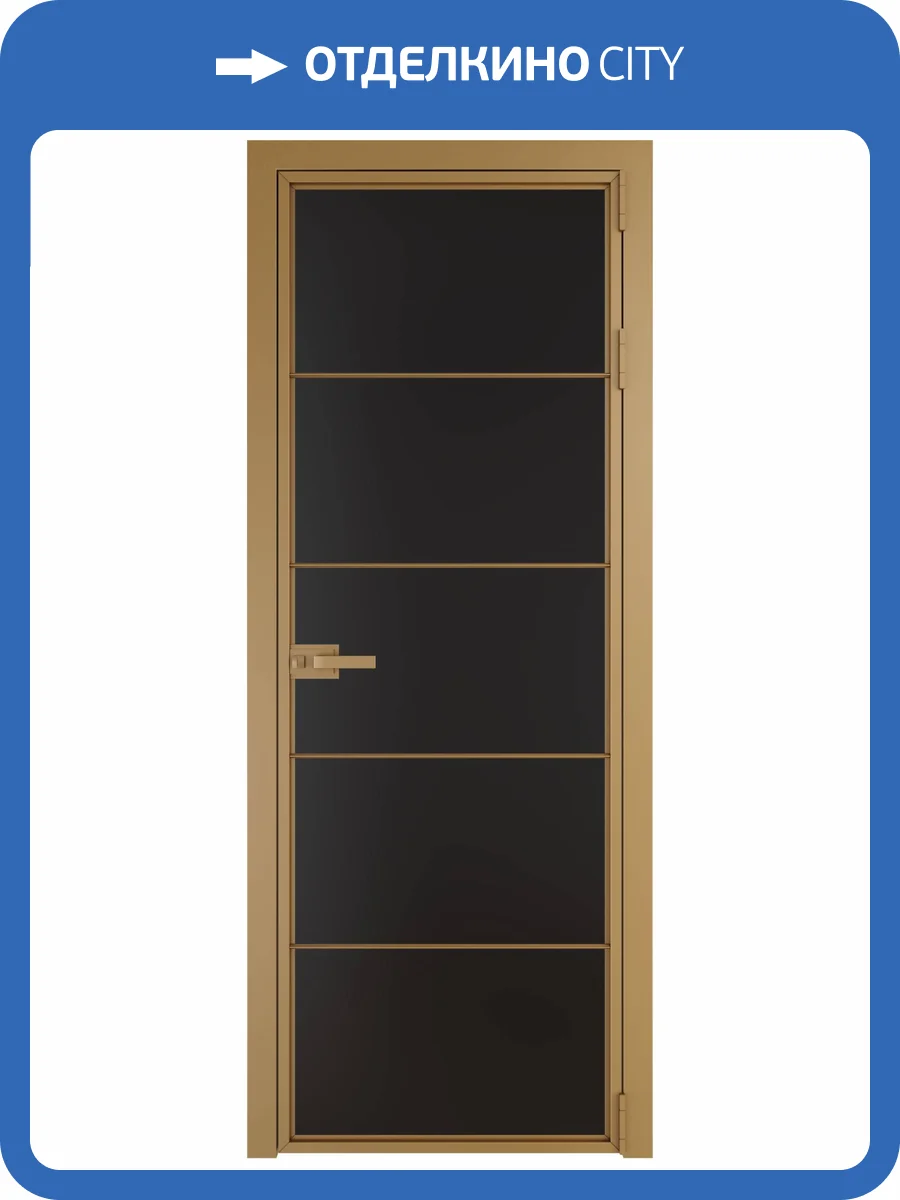 Межкомнатная дверь Profil Doors 5 AX цвет профиля Золото, стекло безопасное 6 мм монохром черный 600x2000 фото 2