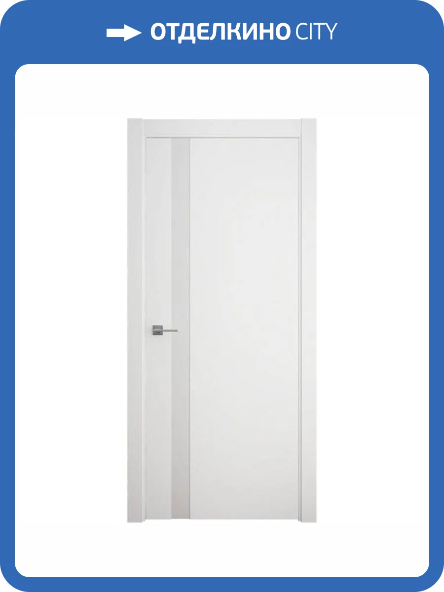 Межкомнатная дверь Albero Геометрия 5 белая эмаль, стекло белое 2000x600 фото 2