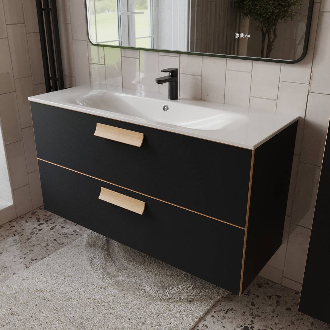 Тумба с раковиной Terminus Noto NOT101202099901O черный soft touch, 120x62