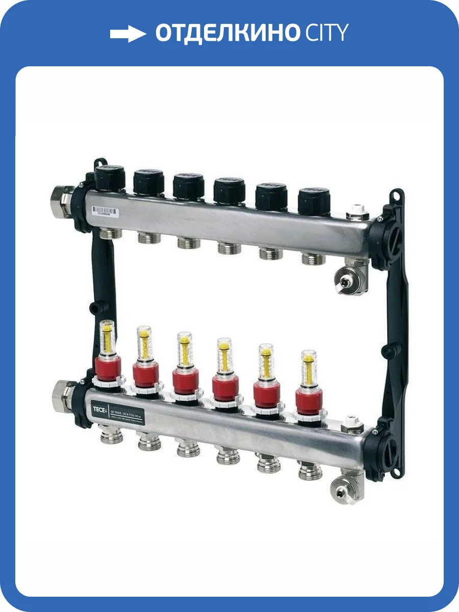 Коллектор TECE для теплого пола с расходомерами 1х3/4ЕК 3 контура, квадратное сечение фото 3