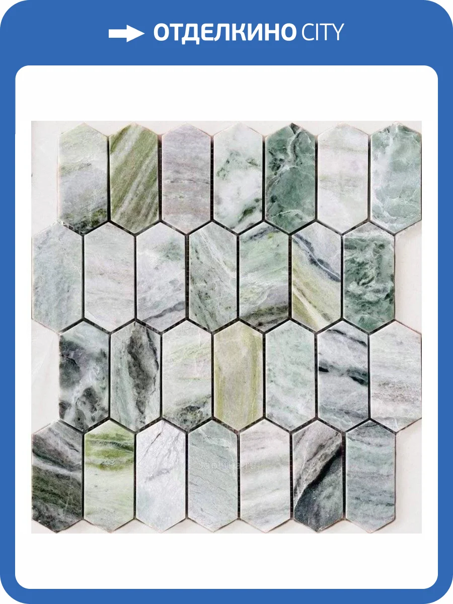 Мозаика LeeDo Pietrine Hexagonal Onice Verde Oliva Pol Long Hex (3.8x8.6) 27.8x30.4 фото 2