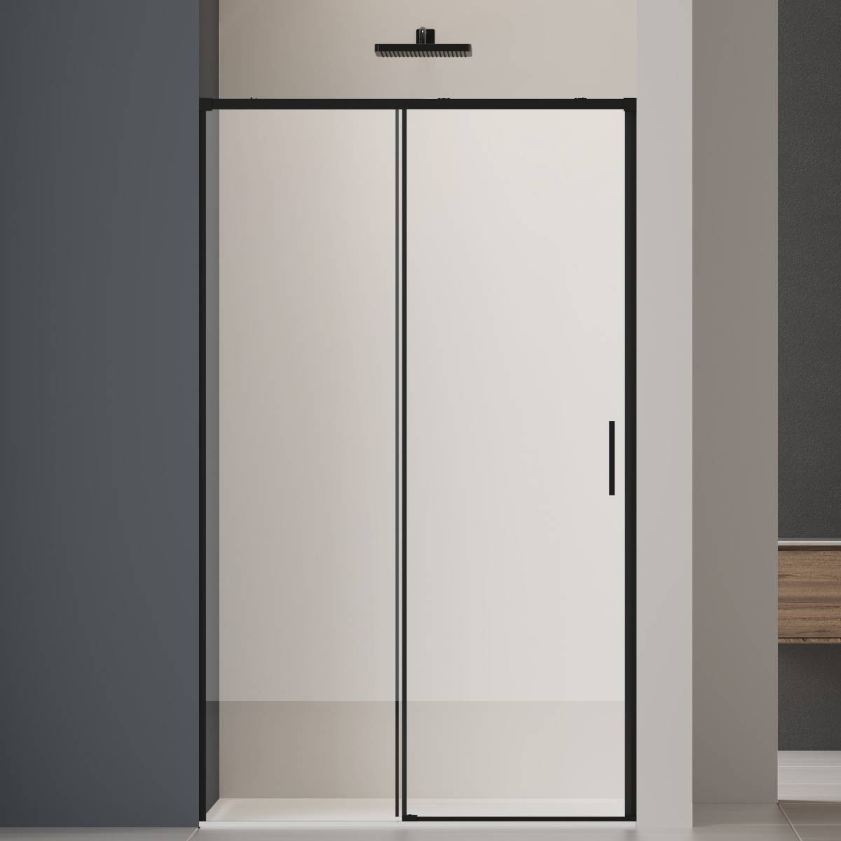 Душевая дверь в нишу Vincea Soft 2 VDS-3SO2120CLB профиль черный, стекло прозрачное, 120x200