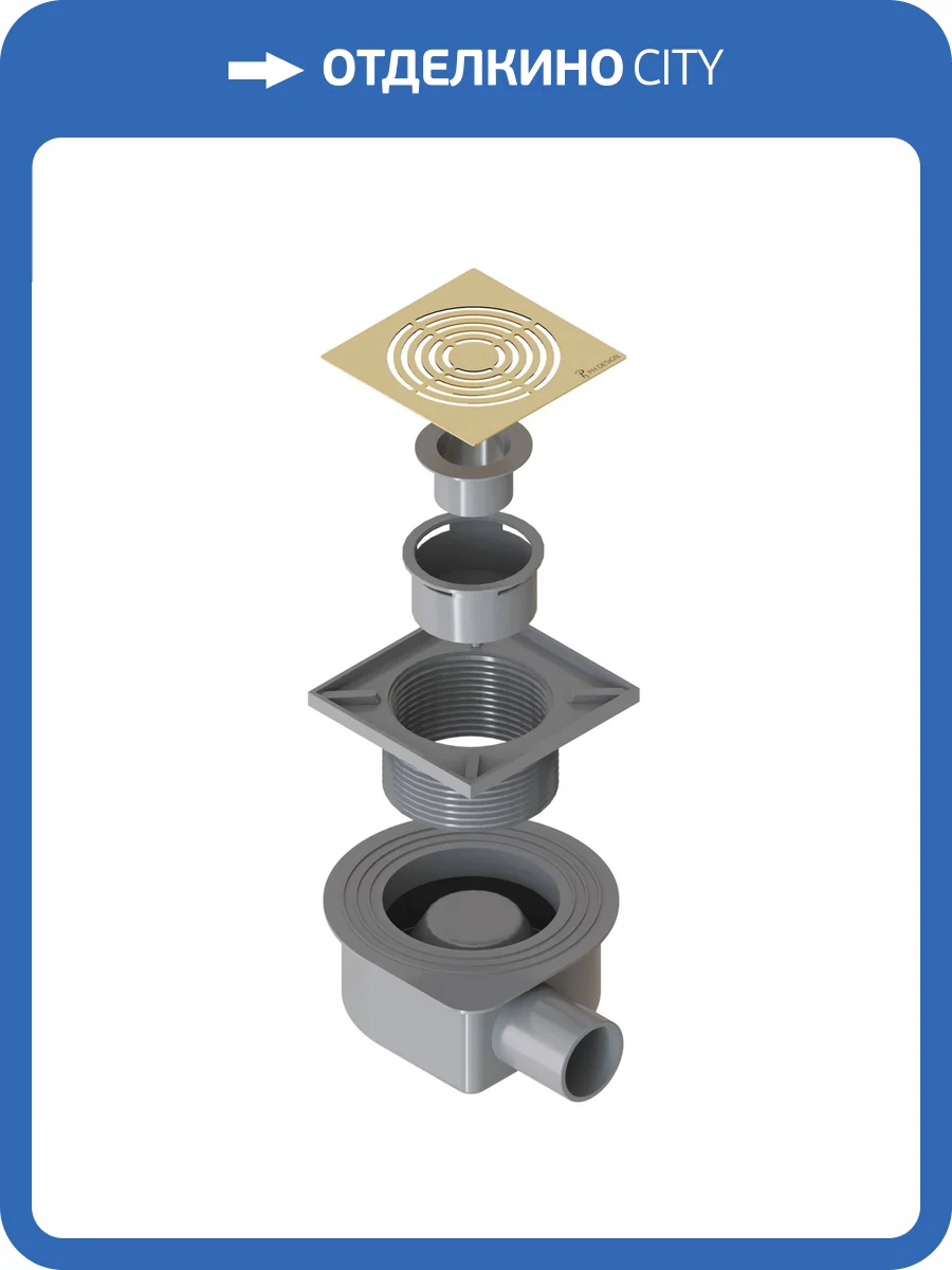 Душевой трап Boheme Smart design 984-15-G 15x15 см, нерж.сталь золото фото 2