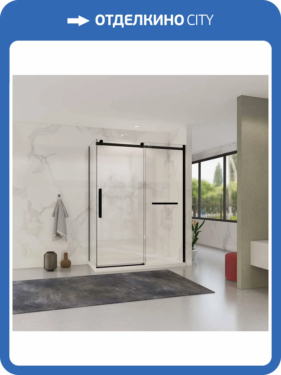 Душевой уголок Vincea Como Soft VSR-1CS9015CLB 1500x900, черный, стекло прозрачное фото 11