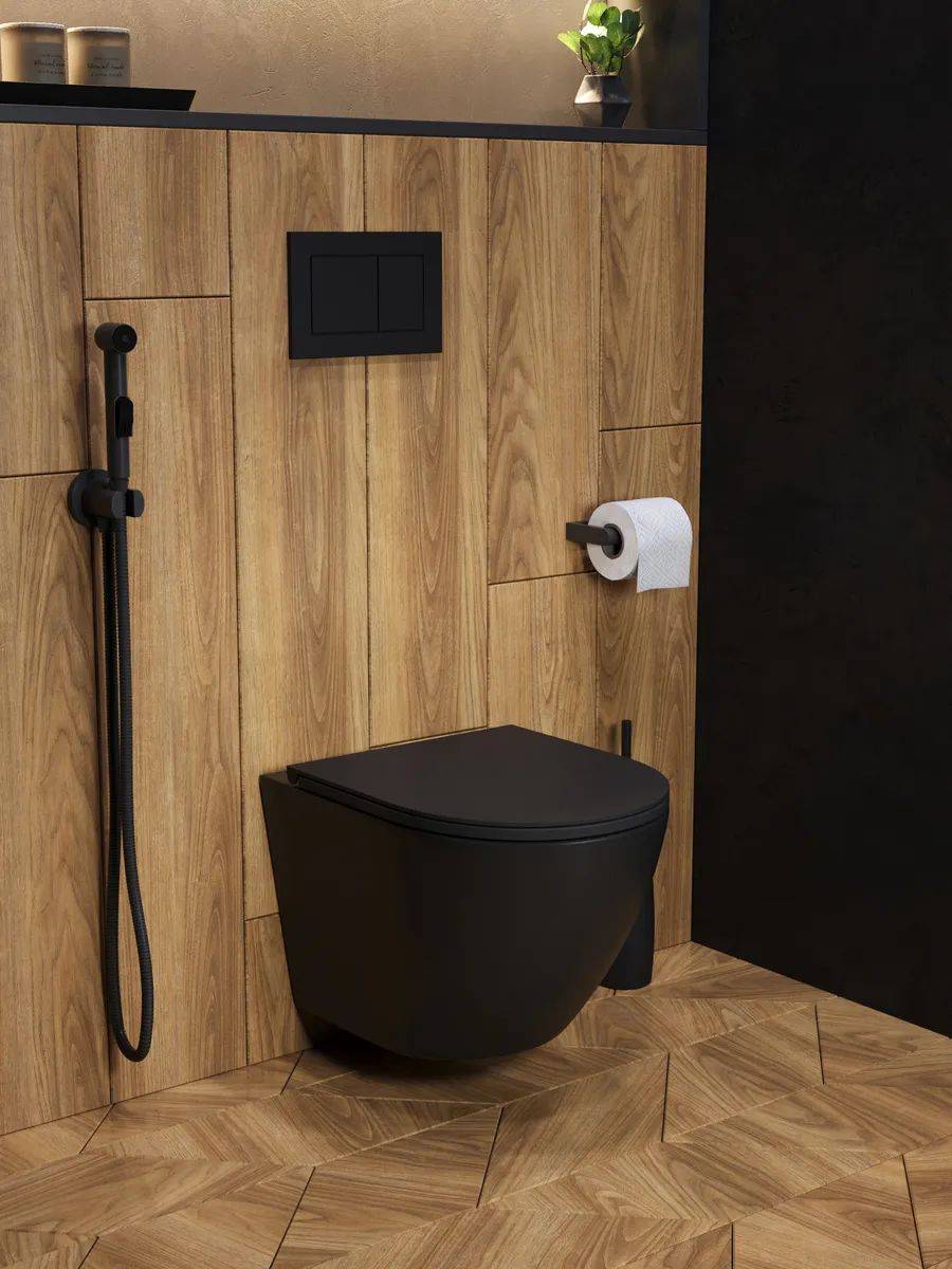 Унитаз подвесной Watersense Milana S W00080 безободковый, сиденье микролифт, черный матовый фото 5