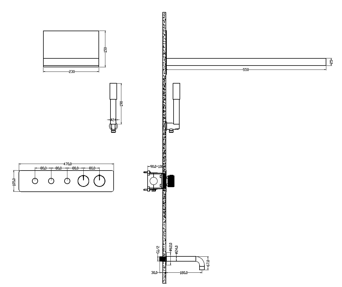 Душевой комплект Boheme Fusion 131-2-CB с термостатом, трехпозиционная с изливом, Copper Brushed фото 2