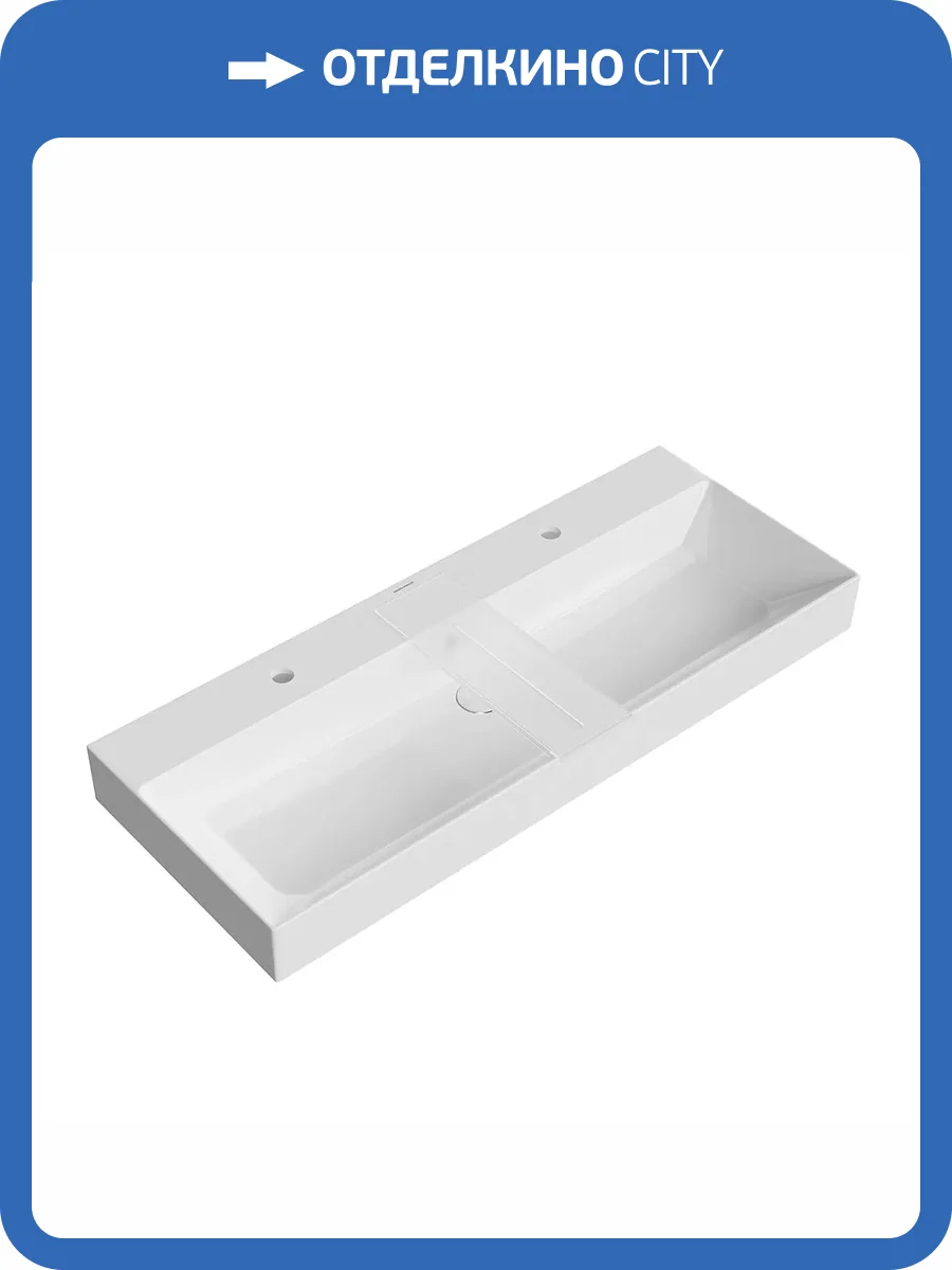 Раковина Kerama Marazzi Grande GR.wb.120.2 мебельная\подвесная 120 c двумя отверстиями под смесители, белая глянцевая фото 2