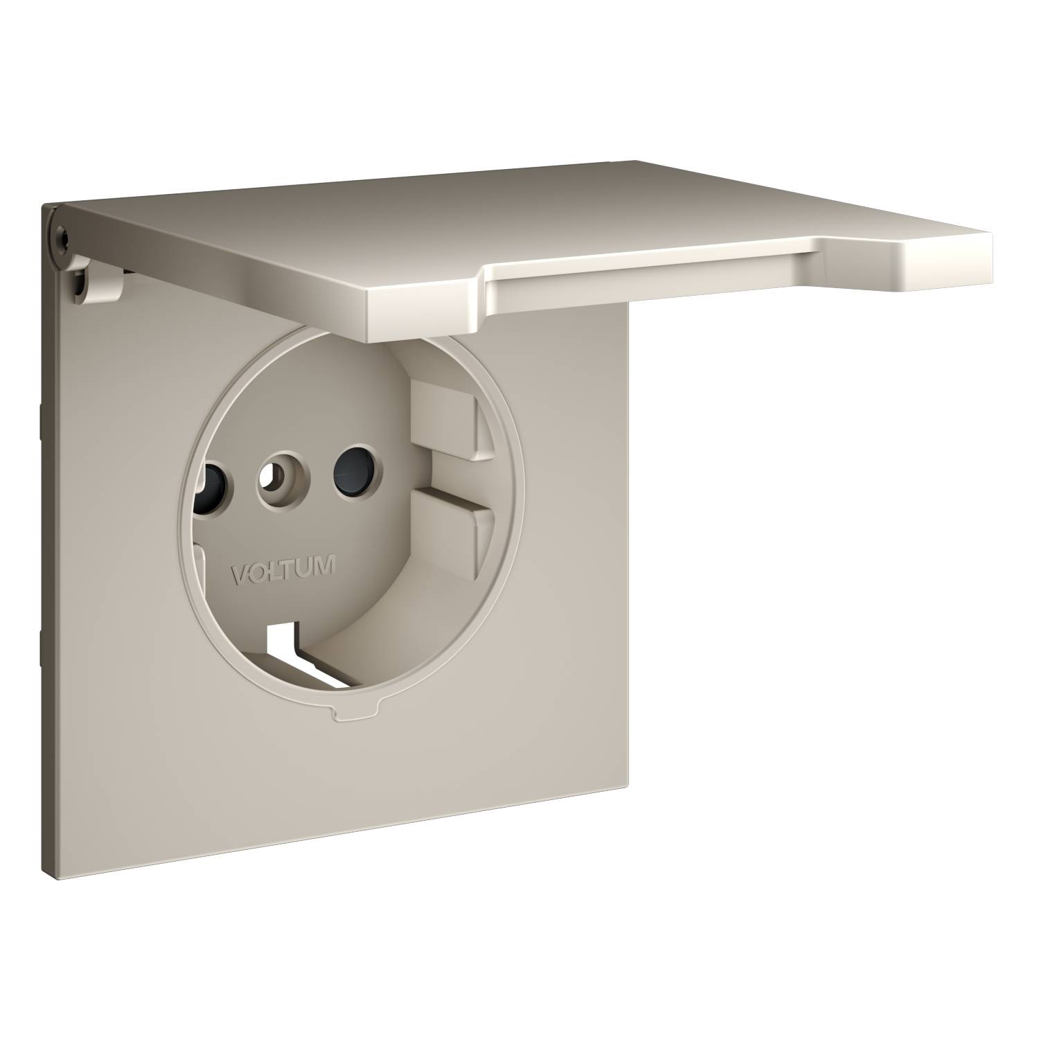 Лицевая панель для розетки с заземлением, шторками и крышкой Voltum S70 VLS000803 кашемир