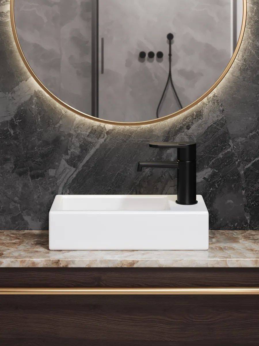 Раковина Watersense Mia 37 W00027 правая, белая фото 7